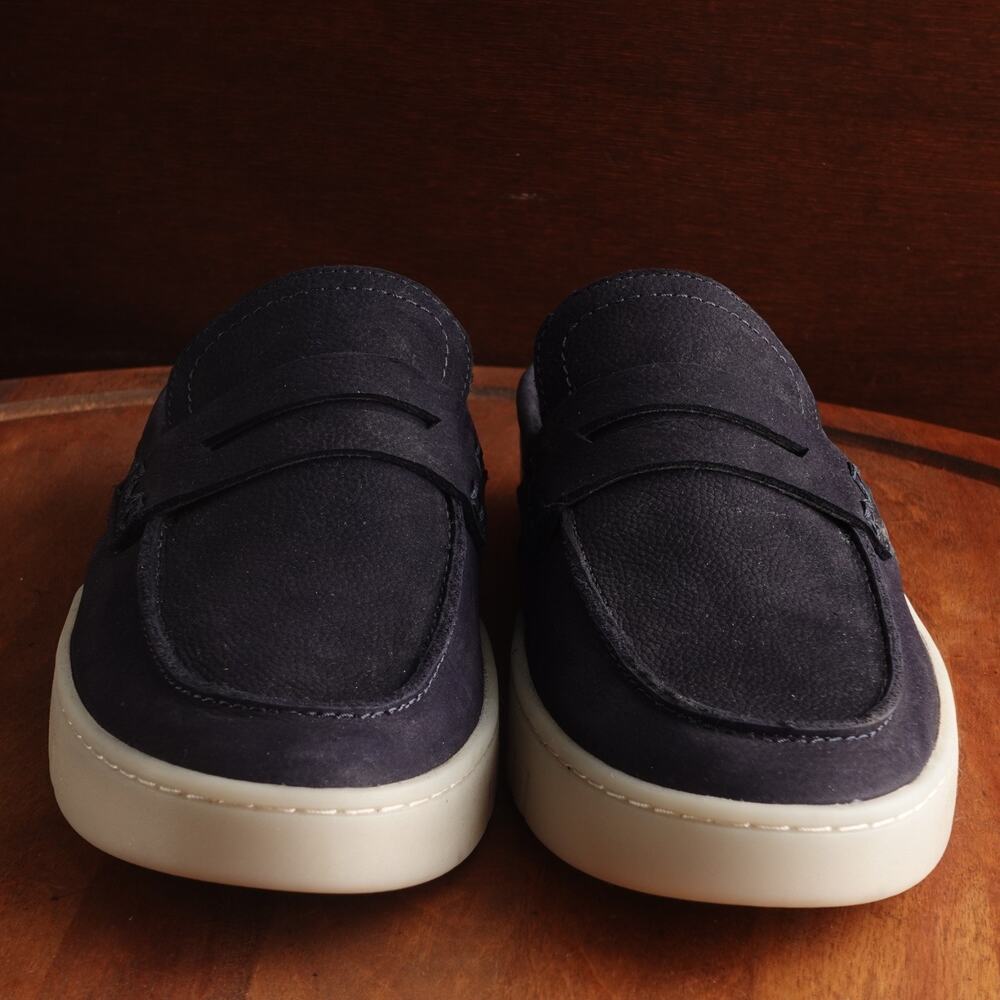 Vionic Navy Suede Slip-On Loafers with White Sole - Picture 3 of 13